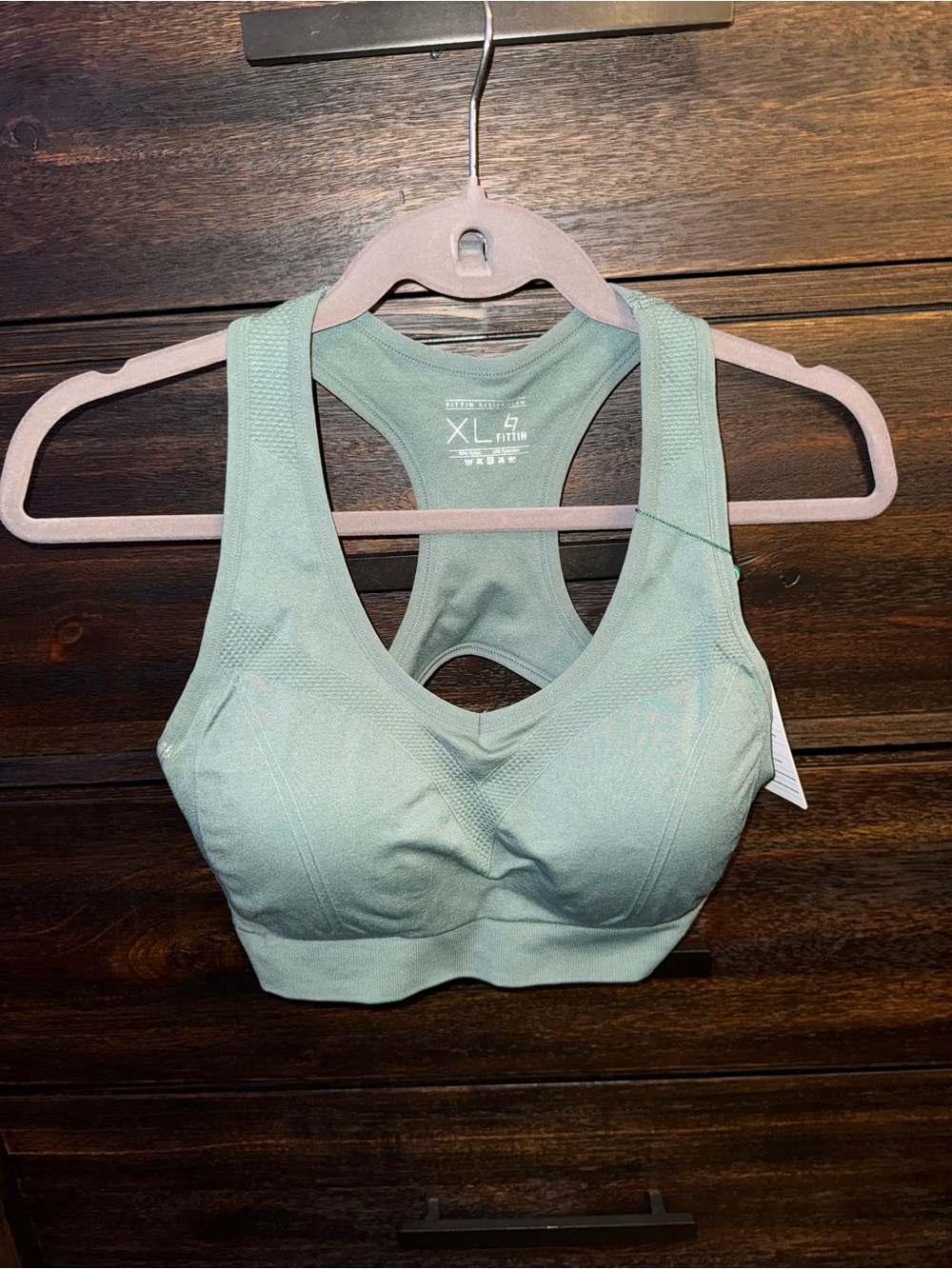 FITTIN Women's Sports Bra Green XL Seamless Racerback Athletic